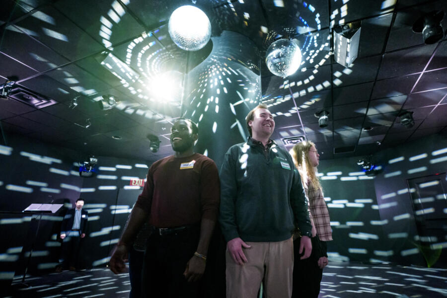 Chicago audience members experience Theater of Mind, David Byrne and Mala Gaonkar’s one-of-a-kind immersive theater experience, directed by Andrew Scoville, produced as part of Goodman Theatre’s Centennial 100th Anniversary season. 